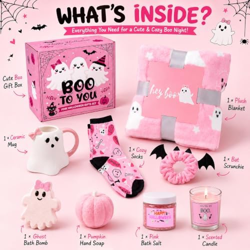 Pink Boo Basket Stuffers for Women Teen Girls, Girly Halloween Gifts - Image 2