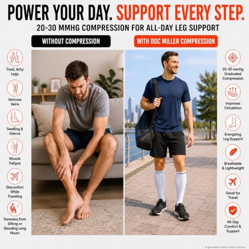 Doc Miller Open Toe Compression Socks, 20-30 mmHg, Knee High, Men & Women - Image 4