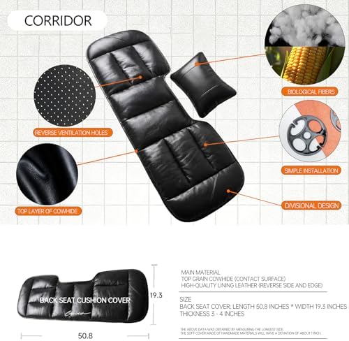 A leather rear seat cushion specially designed for cars - made by hand - can relieve pain in the buttocks, pressure points, and sciatic nerve. | Rear seat cover (Premium Black, Rear Seat Cushion) - Image 4