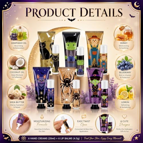 24 Pack Halloween Hand Cream and Lip Balm Gifts Sets for Women Bulk - Image 2