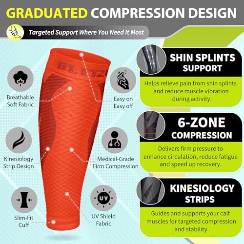 BLITZU Calf Compression Sleeves, Footless Compression Socks for Men & Women - Image 3