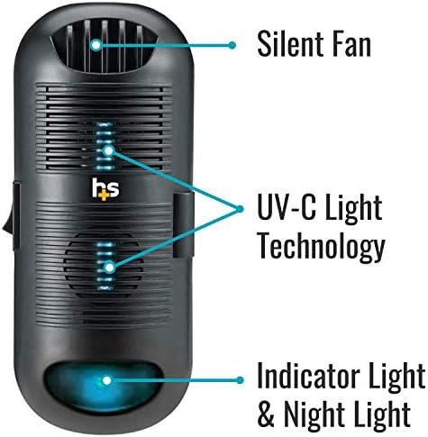 HealthSmart Air Purifier and Air Sanitizer with UVC Ultraviolet Light That Cleans up to 300 Square Feet Pluggable, Black, 1 Count - Image 2