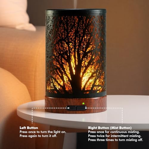Aromatherapy Essential Oil Diffuser for Home - 100ml Black Ultrasonic Diffuser with Dynamic Flame Light, Metal Cool Mist Aroma Diffuser for Essential Oils & Auto Shut-Off Protection - Image 3