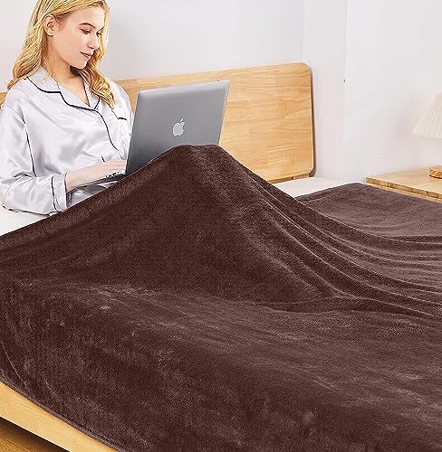 Richave Fleece Blanket King Size 350GSM Lightweight Throw for The Bed Warm Sofa Blanket 90" x 108"(Brown King) - Image 3