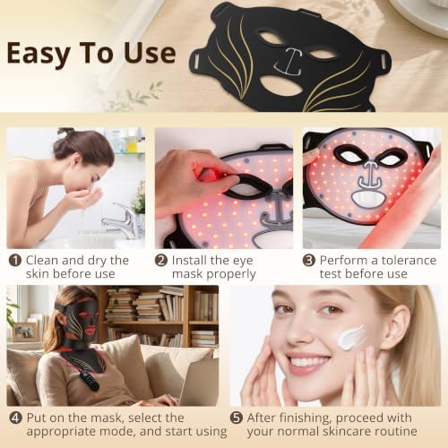 Red Light Therapy Mask for Face & Neck,4 Modes,850nm NIR - Image 5