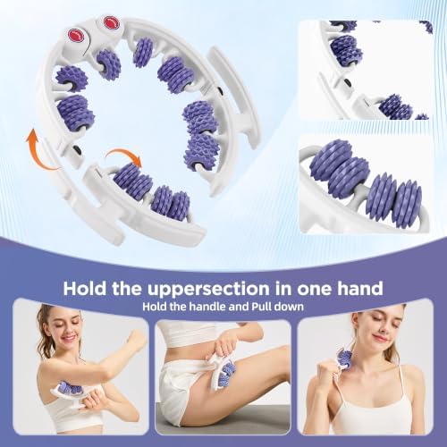 Cellulite Massage Tool, Anti-Cellulite Roller- Lymphatic Drainage Massager - Muscle Roller, Deep Fascia Massage, Dimpled Skin Removal, Legs/Thighs/Buttocks (15 Wheel - Purple) - Image 4