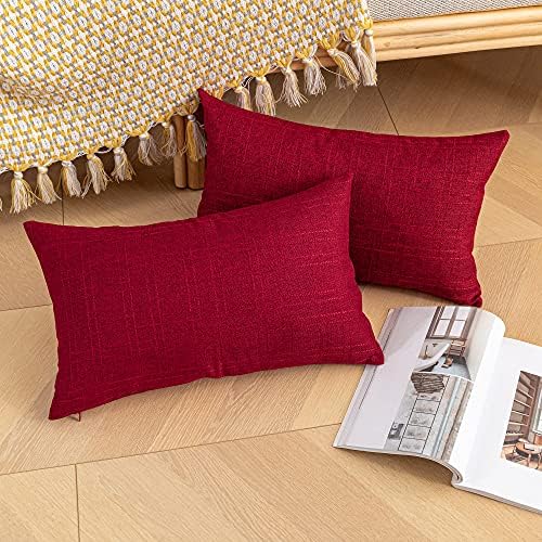 Kevin Textile Outdoor Waterproof 12”x24” Lumbar Pillow Covers 2 Pack, Red - Image 4