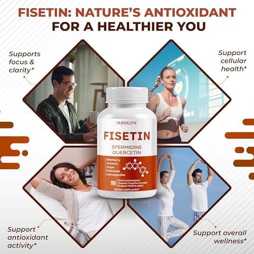 Fisetin Supplement, 9 Botanical Ingredients with Spermidine, Quercetin, Antioxidant, Cognitive Function & Healthy Aging Support*, 150 Capsules, Non-GMO, Gluten Free - Image 4