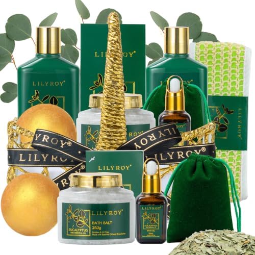 Spa Bath Gifts Set for Mom, 10Pcs Premium Spa Gift Baskets for Women & Men by LILYROY