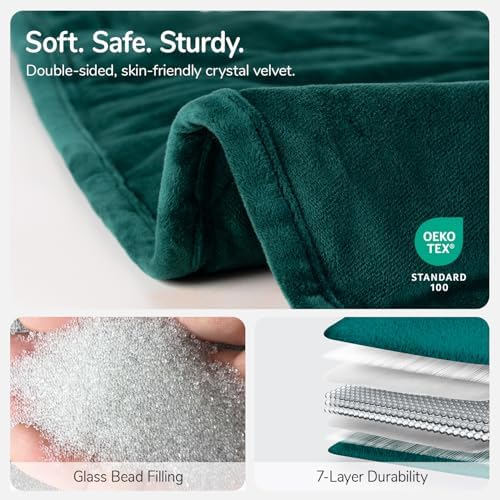 Weighted Blanket for Adults, 20 lbs, 60" x 78" washable Blankets, Green - Image 7
