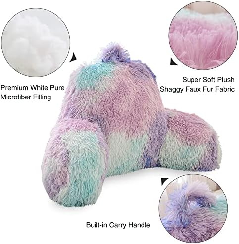Aimuan Reading Pillow Bed Rest Wedge Large Adult Backrest Pillow with Arms Back Support for Sitting Up in Bed Cushion Incline Rest Sleeping Snoring Pillow, Blue-Purple, Large - Image 4