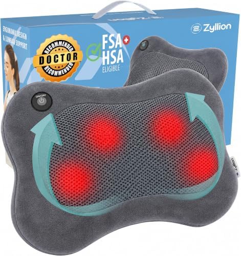 Zyllion ZMA-13 Back and Neck Massager with Heat for Pain Relief, Slate by Zyllion%2C+Inc.