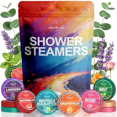 Shower Steamers Aromatherapy Birthday Gifts for Women, Christmas Stocking Stuffers Gifts for Mom Wife Self Care SPA Relaxation, Stress Relief Eucalyptus Lavender Shower Bombs Essential Oils 6 Tablets by MURAN+SHOWER