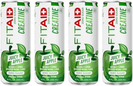FITAID Creatine Recovery Drink, Electrolytes, Zero Sugar, Apple, 4pk by LIFEAID