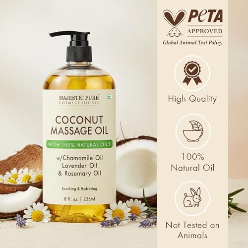Majestic Pure Coconut Massage Oil, Moisturizing Body Oil, 8 Fl Oz - Image 2