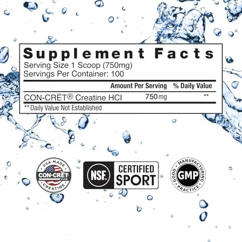 CON-CRET Creatine HCl Powder | Muscle, Cognitive, Cellular Energy Support | No Bloating or Cramps | USA Made & NSF Certified | Unflavored (100 Serving) (Pack of 2) - Image 2