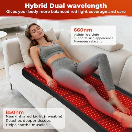 Red Light Therapy for Body, Eligible Red Light Therapy Pad, Dual Chip Grade (660nm & 850nm) Light Therapy Mat with Timer Remote Control, 76.8''x39.4'' - Image 5