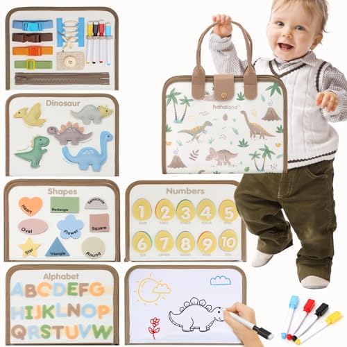 hahaland Montessori Busy Board for Toddlers Boy Travel Toys, Dinosaur by hahaland