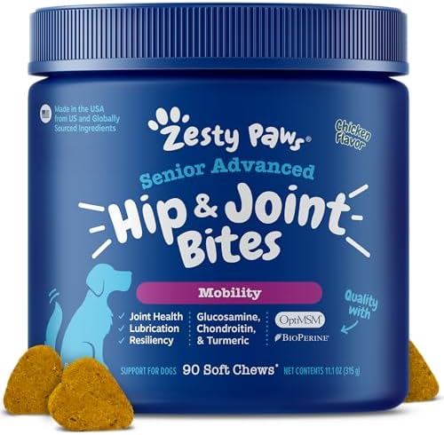 Zesty Paws Glucosamine for Dogs - Senior Dog Joint Supplement, Chicken 90ct by ZestyPaws