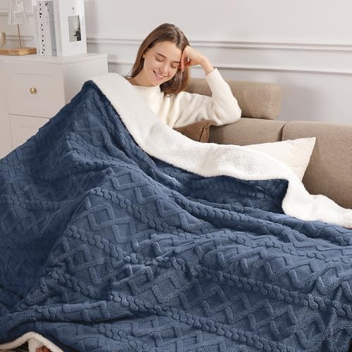 Electric Blanket Twin Heated Blanket-Sherpa Twin Heating Blanket, Navy Blue by SafeWarmthTrustedComfort
