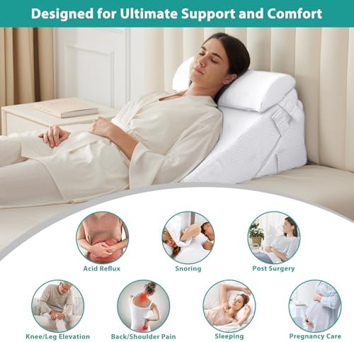 Bedluxe Wedge Pillow Set for After Surgery, Orthopedic Bed Wedge, White - Image 6