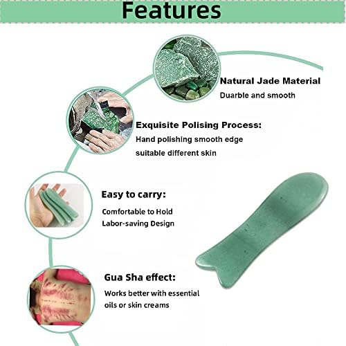 Facial Gua Sha Tool for Chin Massage Tool Natural Jade Stone Gua Sha Board for Face SPA Acupuncture Therapy Trigger Point Treatment - Image 2