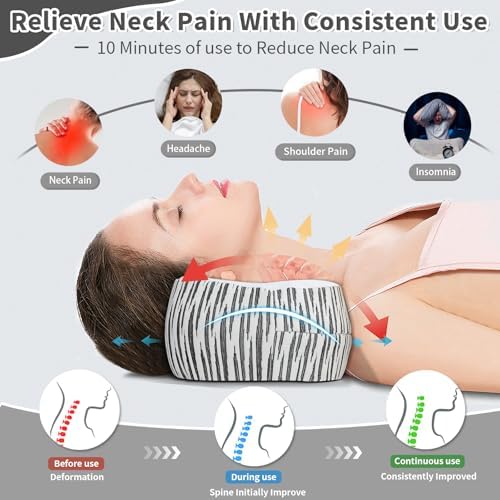 Neck Support Pillow, Cervical Neck Roll Memory Foam Pillow, Cervical Traction Device, Neck Pillow for Side Sleepers, Camping & Travel Pillow with Portable Bag - Image 4