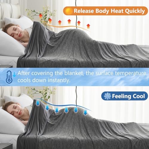 CHOSHOME Cooling Blanket for Hot Sleepers - Summer Blanket Thin Soft Lightweight Breathable Double Side Enhanced Cooling for Hot Flashes, Night Sweats, Bed, Couch (Black, 84 x 90 inches) - Image 5