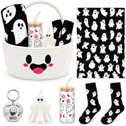 6 Pcs Large Halloween Boo Basket Stuffers Boo Basket Gifts, White by Leorate
