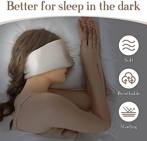 SECZIPE 100% Mulberry Silk Sleep Mask Eye Mask for Women Man with Adjustable Band, for Side Sleeper Blackout Sleep Mask for Travel Rest and Office (Gray) - Image 2