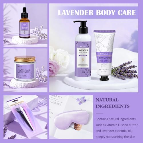 Gifts for Women, Spa Gifts Basket for Women, 21pcs Lavender Skin Care Set - Image 4