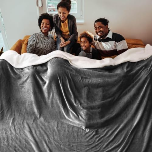 Bedsure GentleSoft Sherpa Fleece Cal King Blankets for Bed, Non-Heated, Thick and Warm Oversized Throw for Women and Men, Soft Fuzzy Plush Large Blanket for Winter, Charcoal, 112x98 Inches - Image 2