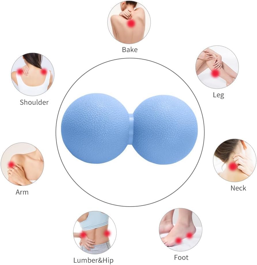 Double Lacrosse & Micro-Elastic Peanut Massage Ball - Myofascial Release Tool for Muscle, Back, Foot, and Physical Therapy, Mobility Roller for Acupressure and Relaxation (Blue) - Image 2