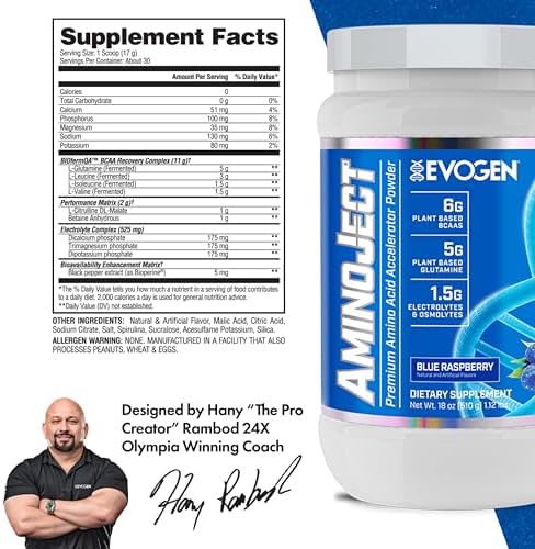 Evogen AminoJect Recovery Formula | Blue Raspberry | 30 Servings - Image 3