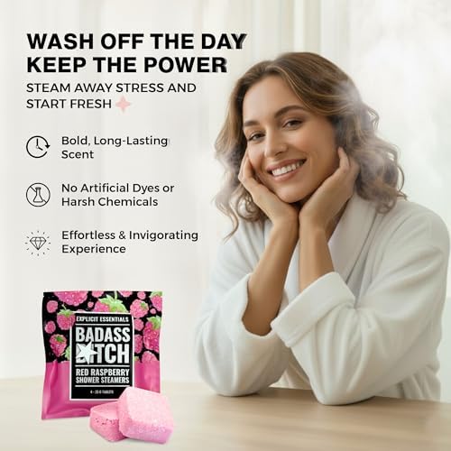 Explicit Essentials Bad Ass B Shower Steamers | Sweet Red Raspberry Aromatherapy Shower Steamers | Bold Self-Care Gift for Women | Relaxing & Uplifting Spa Shower Experience - Image 6