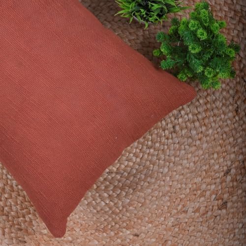 Trade Star Handmade Throw Pillow Cover Handloomed Cushion Case 100% Cotton Cushion Cover Designer Cushion Cover Luxurious Pillow Cover Decorative Oblong for Living Room (Rust Solid 14X36 INCHES) - Image 3