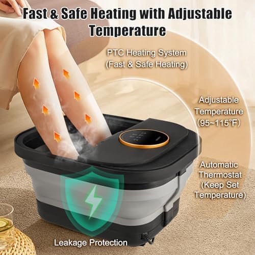 Foot Spa Bath Massager with Heat, Bubble, Temperature Control, Remote Control, Touchscreen, Pumice Stone, Pedicure Foot Spa Gift for Man Women Mother Father (Plus Size) - Image 3