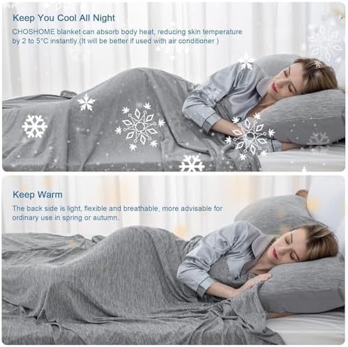 CHOSHOME Cooling Blanket for Hot Sleepers Lightweight Summer Cold Thin Blankets for Sleeping, Hot Flashes Night Sweats, Soft Blanket for Bed, Twin Size, Grey - Image 4