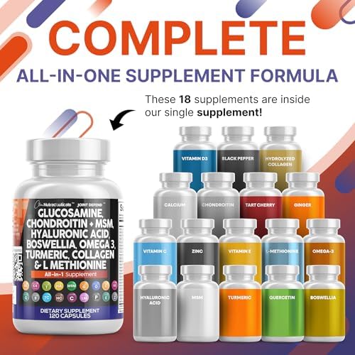 Clean Nutraceuticals Glucosamine Chondroitin MSM 1500mg with Turmeric Curcumin, Collagen, Hyaluronic Acid, Omega 3 – Joint Health Supplement for Men & Women (120 Count (Pack of 2)) - Image 2
