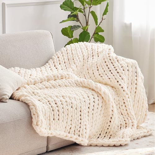Negwoo Chunky Knit Throw Blanket, Knitted Throw Chenille Yarn, 80"*90" - Image 2
