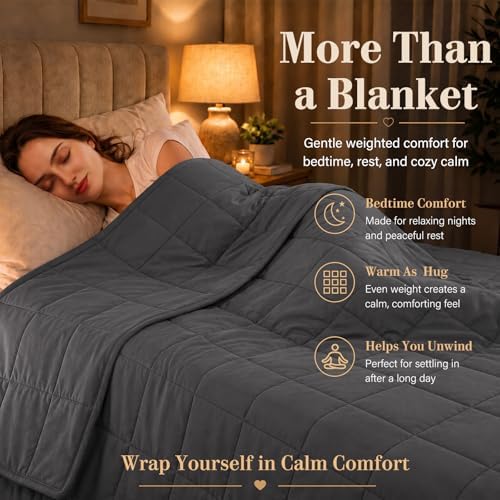 L'AGRATY Weighted Blanket for Adults 20lbs（Queen Size, 60"x80"） Cooling Heavy Blanket Microfiber Breathable Big Weighted Throw Blanket for Summer Fall Winter, Grey - Image 3