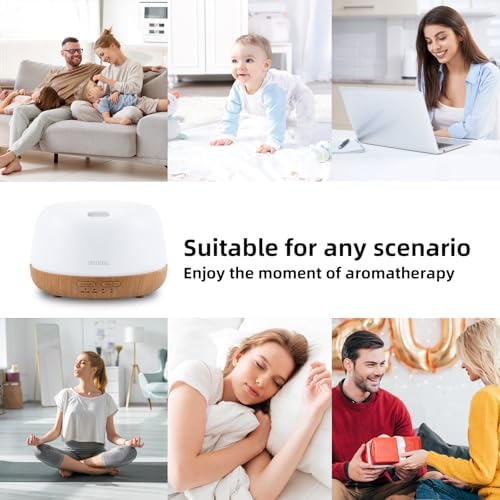 SEEDSEEL 300ML Essential Oil Diffuser with 7-Color LED Lights and Remote Control, Modern Minimalist Design, High-Efficiency Ultrasonic Mist Aromatherapy Diffuser for Home - Image 3