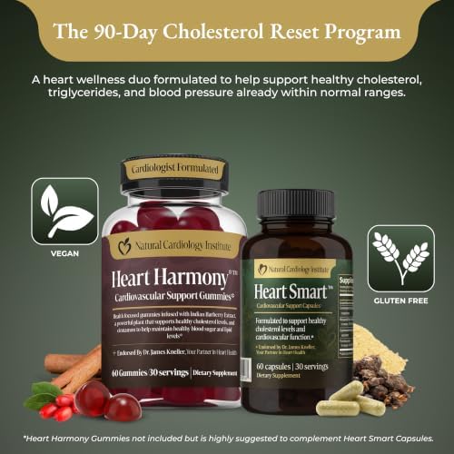 Heart Smart Capsules – Heart Health Support & Cardiovascular Supplement with CoQ10, Resveratrol, Guggul & Quercetin for Cholesterol & Circulation Blood Support (60 Capsules) - Image 5