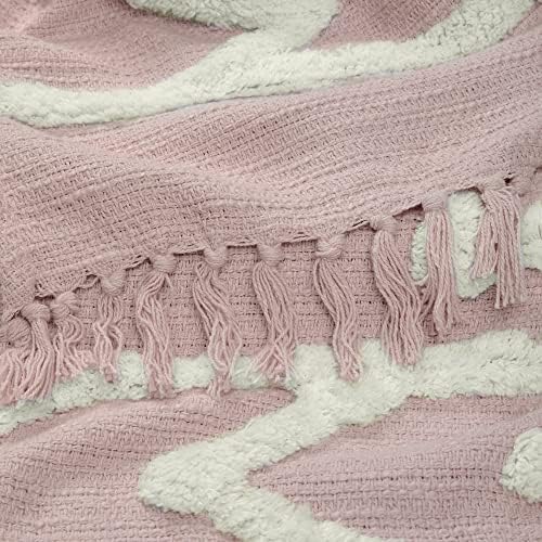 Americanflat 50x60 Throw Blanket - Soft and Breathable Cotton Throw Blanket for Couch, Bed, Chair - Decorative Blankets Perfect for Home, Office, or Outdoor Use - Pink Tufted Design - Image 6