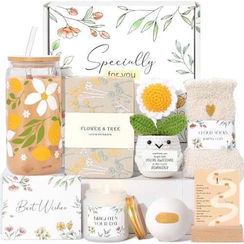 Birthday Gifts for Women, Sending Sunshine Christmas Gifts, Get Well Soon Basket Care Package with Wine tumblers for Thinking of You Her Sister Best Friend by SuhctuptxAccompanyUInLife