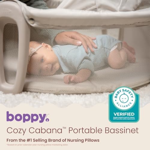 Boppy Cozy Cabana Portable Bassinet, Easy Baby Travel Bed, Sun Shade, 0-5m - Image 2