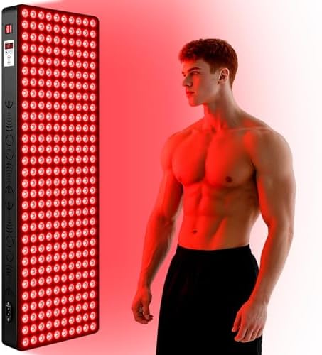 Red Light Therapy for Body, 660nm 850nm Near Infrared Light Therapy Panel, 300 Dual Chip LED Device with 1500W of Power, Ideal for Body, Face, Improve Sleep, Skin Health, Includes Hanging Kit & Handle by Viconor