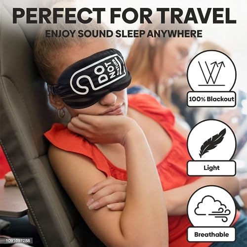 VITYA Black Do Not Disturb/Wake Me Up Double-Sided Silk Sleep Mask for Women/Men | Sleep Mask Light Blocking | Soft Breathable Sleep Eye Mask for Traveling on Airplane | Eye Mask with Elastic Strap - Image 5