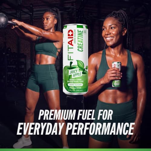 FITAID Creatine Recovery Drink, Zero Sugar, Juicy Apple, 12 fl oz (12-Pack) - Image 5
