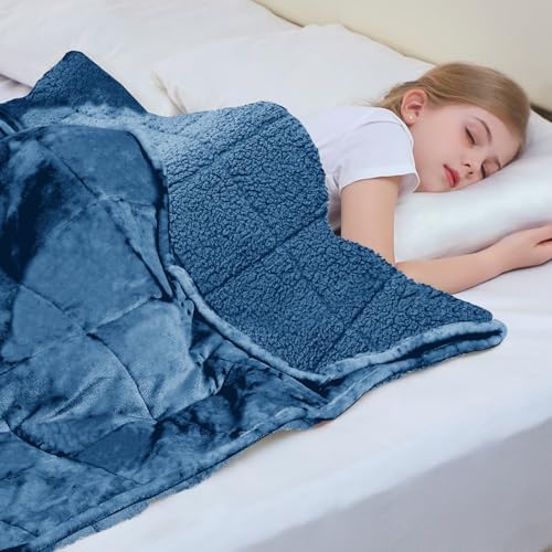 Aemicion Weighted Blanket for Adults (10lbs,48"x72",Slate Blue on Both Sides) Sherpa Fleece Heavy Blanket for Sleeping Perfect for 80-110lbs,Machine Washable - Image 6